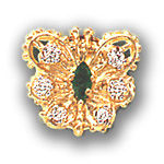 A2595 14K BUTTERFLY SLIDE WITH MARQUISE EMERALD & 6 DIAMONDS 